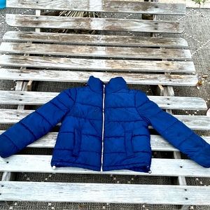 Solid blue puffer jacket. Color: Navy Blue. Size: 6